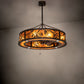 Meyda Lighting Whispering Pines 45" 12-Light Dark Burnished Antique Copper Chandelier With Amber Mica Shade Glass and Fan