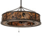 Meyda Lighting Whispering Pines 45" 12-Light Dark Burnished Antique Copper Chandelier With Amber Mica Shade Glass and Fan