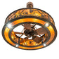Meyda Lighting Whispering Pines 45" 12-Light Dark Burnished Antique Copper Chandelier With Amber Mica Shade Glass and Fan