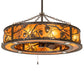 Meyda Lighting Whispering Pines 45" 12-Light Dark Burnished Antique Copper Chandelier With Amber Mica Shade Glass and Fan