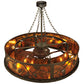 Meyda Lighting Whispering Pines 45" 12-Light Oil Rubbed Bronze Chandelier With Amber Mica Shade Glass and Fan