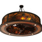 Meyda Lighting Whispering Pines 45" 12-Light Oil Rubbed Bronze Chandelier With Amber Mica Shade Glass and Fan