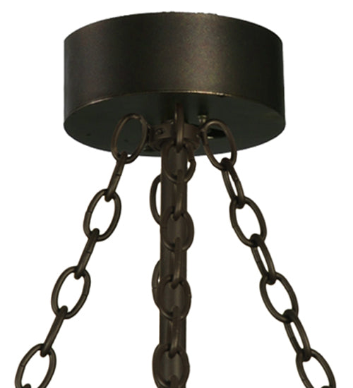 Meyda Lighting Whispering Pines 45" 12-Light Oil Rubbed Bronze Chandelier With Amber Mica Shade Glass and Fan