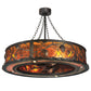 Meyda Lighting Whispering Pines 45" 12-Light Oil Rubbed Bronze Chandelier With Amber Mica Shade Glass and Fan