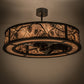 Meyda Lighting Whispering Pines 45" 12-Light Textured Black Chandelier With Silver Mica Shade Glass and Fan