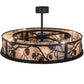 Meyda Lighting Whispering Pines 45" 12-Light Textured Black Chandelier With Silver Mica Shade Glass and Fan