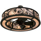Meyda Lighting Whispering Pines 45" 12-Light Textured Black Chandelier With Silver Mica Shade Glass and Fan