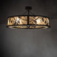 Meyda Lighting Whispering Pines 45" 12-Light Wrought Iron Chandelier With Beige Botticino Idalight Shade and Fan