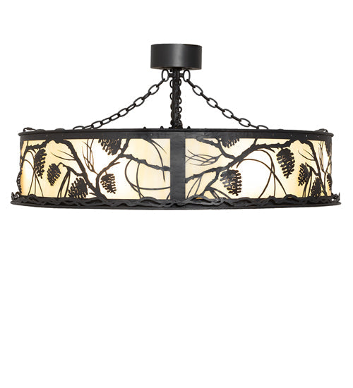 Meyda Lighting Whispering Pines 45" 12-Light Wrought Iron Chandelier With Beige Botticino Idalight Shade and Fan