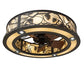 Meyda Lighting Whispering Pines 45" 12-Light Wrought Iron Chandelier With Beige Botticino Idalight Shade and Fan