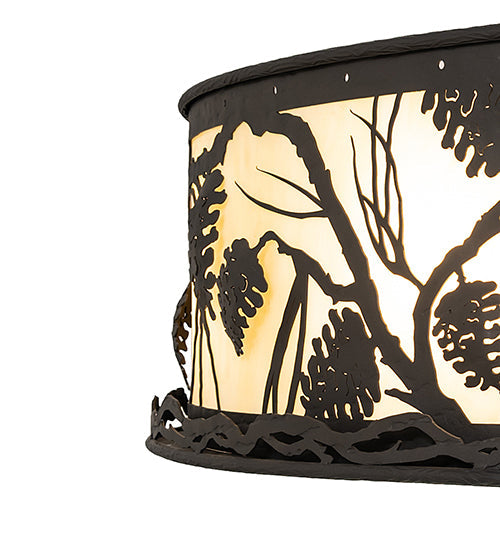 Meyda Lighting Whispering Pines 45" 12-Light Wrought Iron Chandelier With Beige Botticino Idalight Shade and Fan