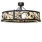Meyda Lighting Whispering Pines 45" 12-Light Wrought Iron Chandelier With Beige Botticino Idalight Shade and Fan