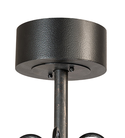 Meyda Lighting Whispering Pines 45" 16-Light Black Satin Wrought Iron Chandelier With Silver Mica Shade Glass and Fan