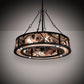 Meyda Lighting Whispering Pines 45" 16-Light Black Satin Wrought Iron Chandelier With Silver Mica Shade Glass and Fan