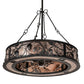 Meyda Lighting Whispering Pines 45" 16-Light Black Satin Wrought Iron Chandelier With Silver Mica Shade Glass and Fan