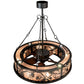 Meyda Lighting Whispering Pines 45" 16-Light Black Satin Wrought Iron Chandelier With Silver Mica Shade Glass and Fan