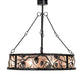 Meyda Lighting Whispering Pines 45" 16-Light Black Satin Wrought Iron Chandelier With Silver Mica Shade Glass and Fan