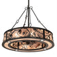 Meyda Lighting Whispering Pines 45" 16-Light Black Satin Wrought Iron Chandelier With Silver Mica Shade Glass and Fan