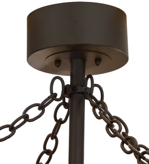 Meyda Lighting Whispering Pines 45" 16-Light Oil Rubbed Bronze Chandelier With Amber Mica Shade Glass and Fan