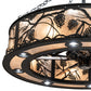 Meyda Lighting Whispering Pines 45" 24-Light Matte Black Chandelier With Silver Mica Shade Glass and Fan