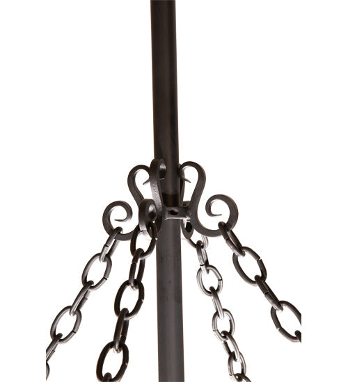 Meyda Lighting Whispering Pines 45" 24-Light Matte Black Chandelier With Silver Mica Shade Glass and Fan
