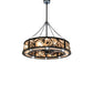 Meyda Lighting Whispering Pines 45" 24-Light Matte Black Chandelier With Silver Mica Shade Glass and Fan