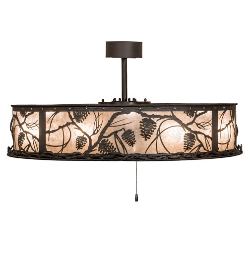 Meyda Lighting Whispering Pines 45" 24-Light Oil Rubbed Bronze Chandelier With Silver Mica Shade Glass and Fan