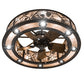 Meyda Lighting Whispering Pines 45" 24-Light Oil Rubbed Bronze Chandelier With Silver Mica Shade Glass and Fan