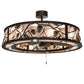 Meyda Lighting Whispering Pines 45" 24-Light Oil Rubbed Bronze Chandelier With Silver Mica Shade Glass and Fan