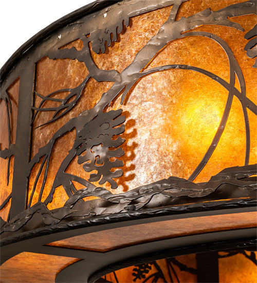 Meyda Lighting Whispering Pines 45" 8-Light Antique Copper Chandelier With Amber Mica Shade Glass ad Fan