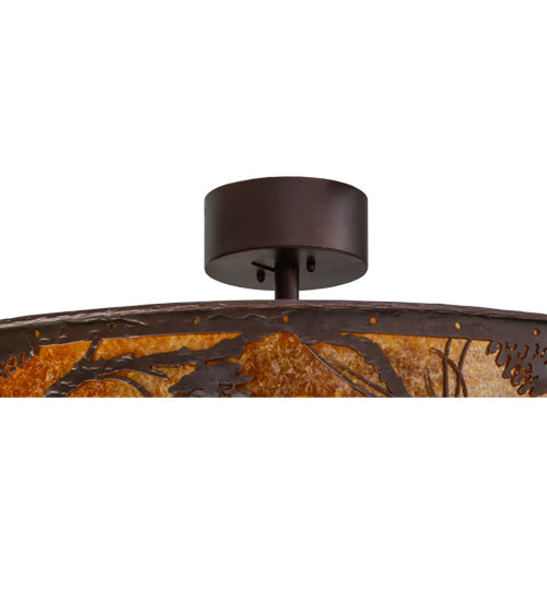 Meyda Lighting Whispering Pines 45" 8-Light Mahogany Bronze Chandelier With Amber Mica Shade Glass and Fan
