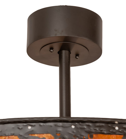 Meyda Lighting Whispering Pines 45" 8-Light Oil Rubbed Bronze Chandelier With Amber Mica Shade Glass and Fan