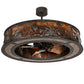 Meyda Lighting Whispering Pines 45" 8-Light Oil Rubbed Bronze Chandelier With Amber Mica Shade Glass and Fan