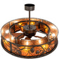 Meyda Lighting Whispering Pines 45" 8-Light Oil Rubbed Bronze Chandelier With Amber Mica Shade Glass and Fan