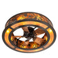 Meyda Lighting Whispering Pines 45" 8-Light Oil Rubbed Bronze Chandelier With Amber Mica Shade Glass and Fan