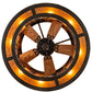 Meyda Lighting Whispering Pines 45" 8-Light Oil Rubbed Bronze Chandelier With Amber Mica Shade Glass and Fan