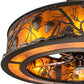 Meyda Lighting Whispering Pines 45" 8-Light Oil Rubbed Bronze Chandelier With Amber Mica Shade Glass and Fan