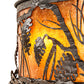 Meyda Lighting Whispering Pines 45" 8-Light Oil Rubbed Bronze Chandelier With Amber Mica Shade Glass and Fan