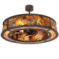 Meyda Lighting Whispering Pines 45" 8-Light Oil Rubbed Bronze Chandelier With Amber Mica Shade Glass and Fan