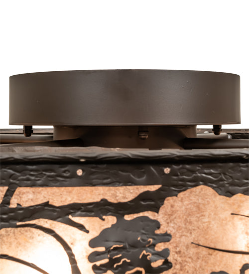 Meyda Lighting Whispering Pines 45" 8-Light Oil Rubbed Bronze Chandelier With Silver Mica Shade Glass and Fan