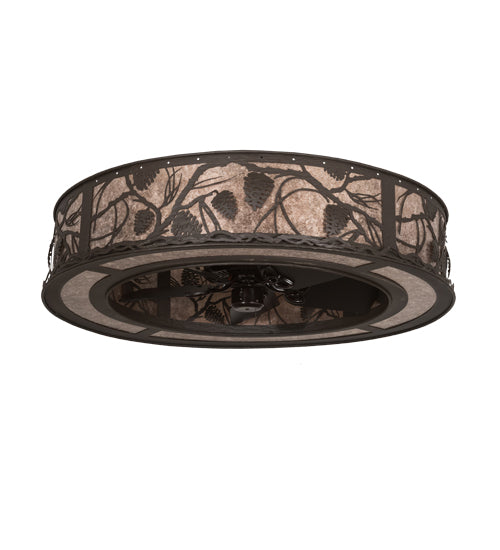 Meyda Lighting Whispering Pines 45" 8-Light Oil Rubbed Bronze Chandelier With Silver Mica Shade Glass and Fan
