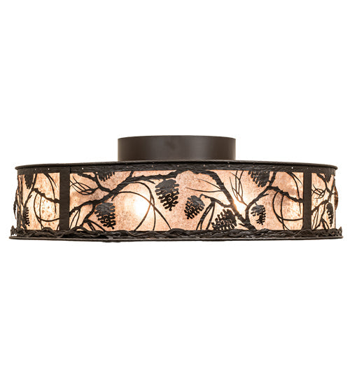 Meyda Lighting Whispering Pines 45" 8-Light Oil Rubbed Bronze Chandelier With Silver Mica Shade Glass and Fan