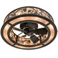 Meyda Lighting Whispering Pines 45" 8-Light Oil Rubbed Bronze Chandelier With Silver Mica Shade Glass and Fan