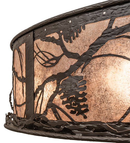 Meyda Lighting Whispering Pines 45" 8-Light Oil Rubbed Bronze Chandelier With Silver Mica Shade Glass and Fan