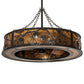 Meyda Lighting Whispering Pines 45" 8-Light Timeless Bronze Chandelier With Amber Mica Shade Glass and Fan
