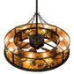 Meyda Lighting Whispering Pines 45" 8-Light Timeless Bronze Chandelier With Amber Mica Shade Glass and Fan