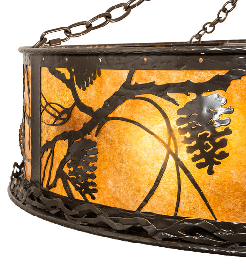 Meyda Lighting Whispering Pines 45" 8-Light Timeless Bronze Chandelier With Amber Mica Shade Glass and Fan