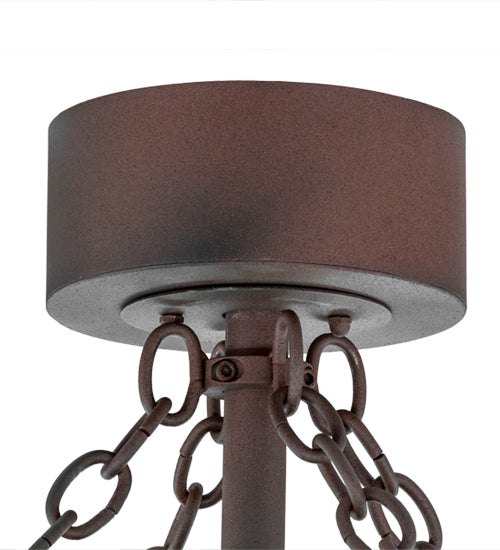 Meyda Lighting Whispering Pines 45" LED Rust & Wrought Iron Chandelier With Amber Mica Shade Glass