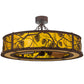 Meyda Lighting Whispering Pines 45" LED Rust & Wrought Iron Chandelier With Amber Mica Shade Glass