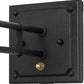 Meyda Lighting Whispering Pines 5-14" Textured Black Swing Arm Wall Sconce With Beige Art Shade Glass
